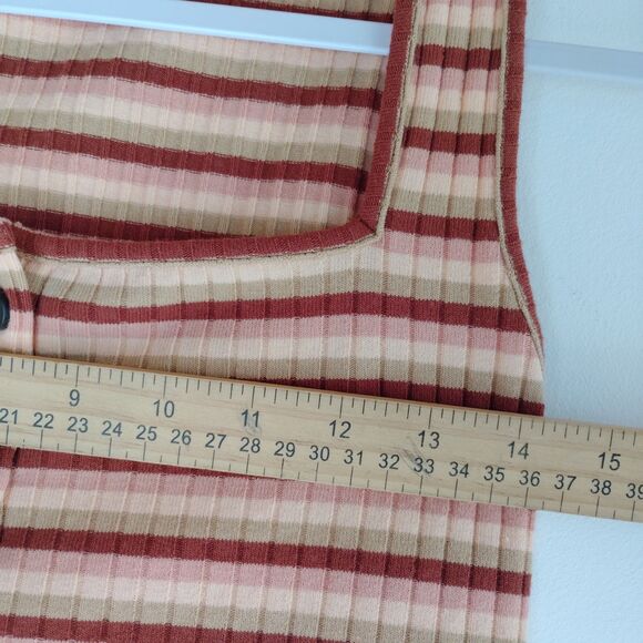 Madewell Women Square Neck Knitted Sleeveless Tank Top Blouse stripe preppy XXS - Picture 5 of 6